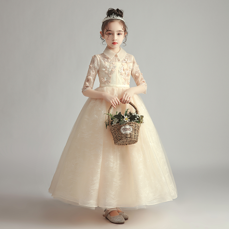 Children's Princess Dress Pengpeng Yarn Girls' Birthday High-end Dress Children's Host Piano Performance Dress Flower Girl Foreign Pie