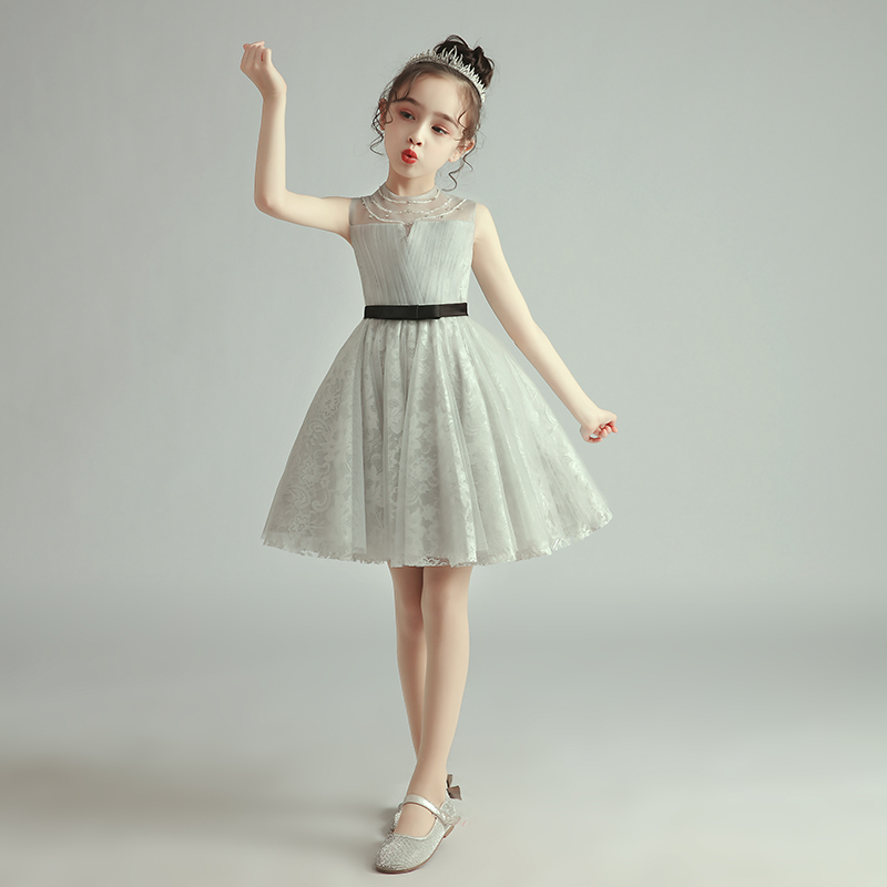 Girls' Dress Princess Dress Little Flower Girl Wedding Dress Pengpeng Yarn Children's High-end Host Piano Performance Dress Autumn