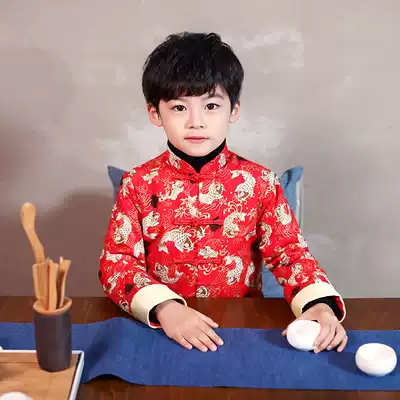 Boy Tang suit Chinese style New Year costume costume New year dress baby boy boy dress thickened children's new year Hanfu winter