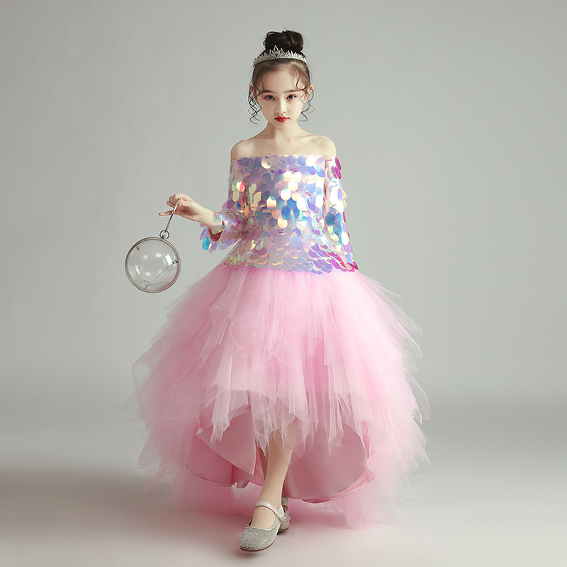 Flower Boy Gown Girl High End Princess Dress Child Fluffy Yarn Small Host Piano Performance Dress Girl Wedding Dress