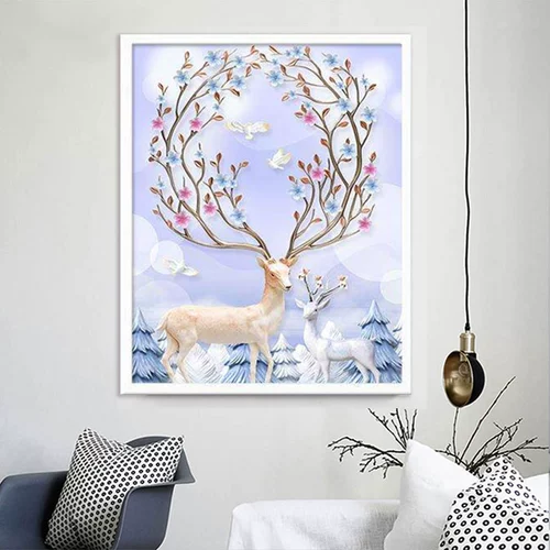 Бриллиантовая живопись 2020 Новая 5D Полная алмазная крыльца Вертикальная версия Wealth Elk 8D Crystal Hanging Asle Cross Stitch 2021 2021