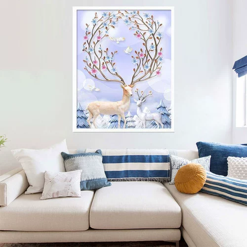 Бриллиантовая живопись 2020 Новая 5D Полная алмазная крыльца Вертикальная версия Wealth Elk 8D Crystal Hanging Asle Cross Stitch 2021 2021