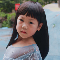  Girls wig Fashion Baby wig Mid-length straight hair wig Childrens wig Straight hair set Bald wig Catwalk