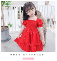  Net red girl dress Tide child skirt Little girl child skirt Red Polka dot princess dress Childrens clothing girl dress