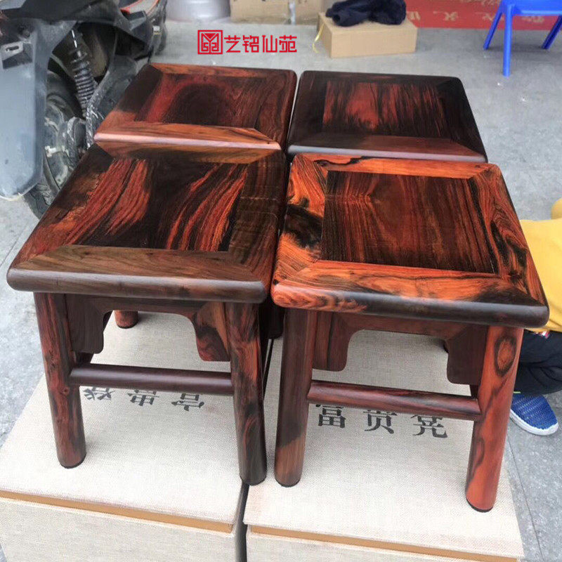 Big red sour branch single board rich stool removable old mahogany tenon and tenon structure casual shoe changing stool small stool