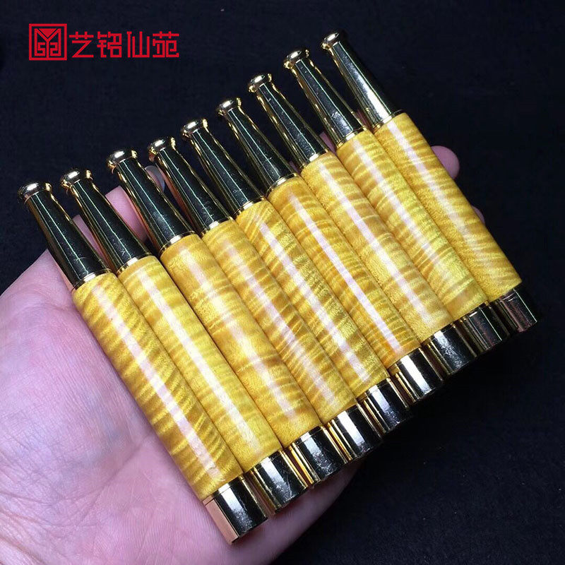 Large Leaf Gold Silk Nanmu Wood Full Water Polo Circulation Lalever Cigarette Holder Filter Washable Filter Cigarette Holder Thickness