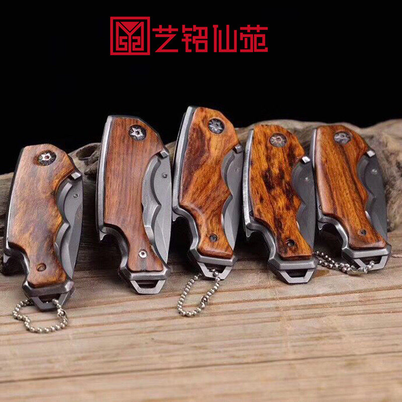 Art Namexian Flowers Pear Wood Serrated Water Fruit Knife Sharpened Peel Peel Solid Wood Engraved Peeling Knife Accessory Food Cutter