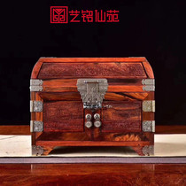Solid Wood Change Wood Large Red Acid Branches Red Wood Retro China Wind Running Moon Mirror Box First Decorated Case With Lock Jewelry Box