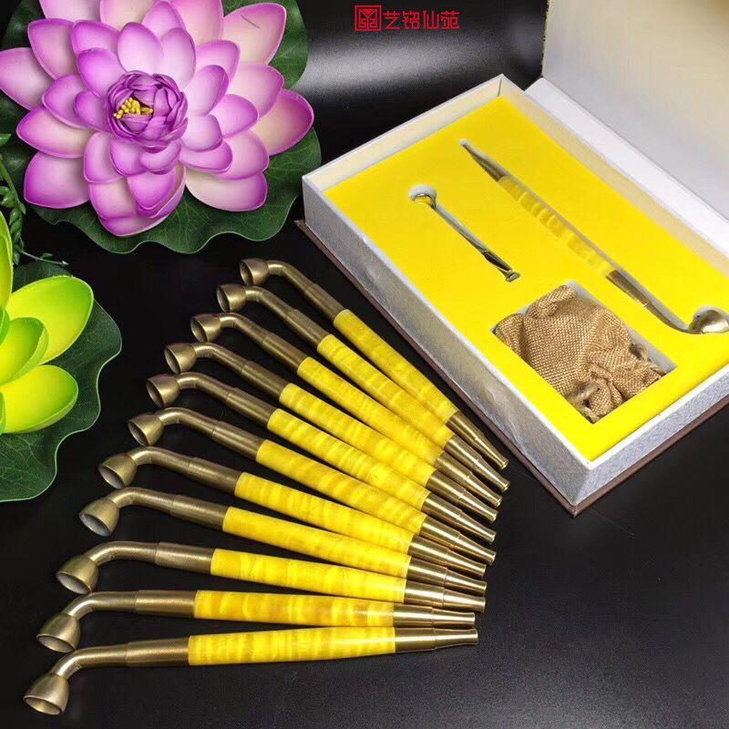 Big leaf nanjinsi nanmu smoke double filter tobacco rod double use cigarette holder pipe copper dry smoke gun handle