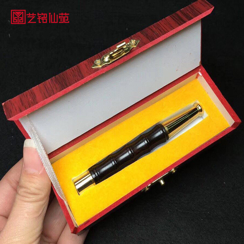 Ziguang sandalwood bamboo section thick and thin smoke double filter cigarette holder double filter detachable and washable portable and practical can be sent to relatives and friends