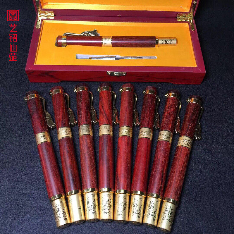 Indian Small Leaf Purple Sandalwood Double Tap Pen President Pen President Sign Pen Beautifully Gift Box Dress Gift collection