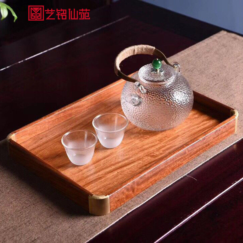 Large fruit red sandalwood single board tray Burmese pear tea water tray rectangular tea fruit tray mahogany tray wooden tea tray