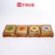 Golden Sinan wooden red lotus leaf painted gold ashtray spring summer autumn and winter metal container desktop ornaments