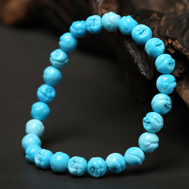 Junyi natural ore turquoise bucket beads round beads 108 back pattern beads Buddha head tee accessories pendant bracelet