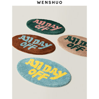 WENSHUO 原创潮流文字地毯ins风簇绒床边毯卧室客厅韩系高级民宿