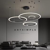 All-copper modern light luxury living room chandelier simple and atmospheric Italian minimalist ring duplex floor chandelier 2024 new style