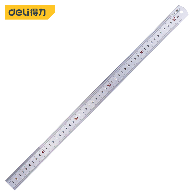 Deli stainless steel straight ruler scale metric drawing steel ruler 50cm 1 meter 150cm ruler thickened high precision