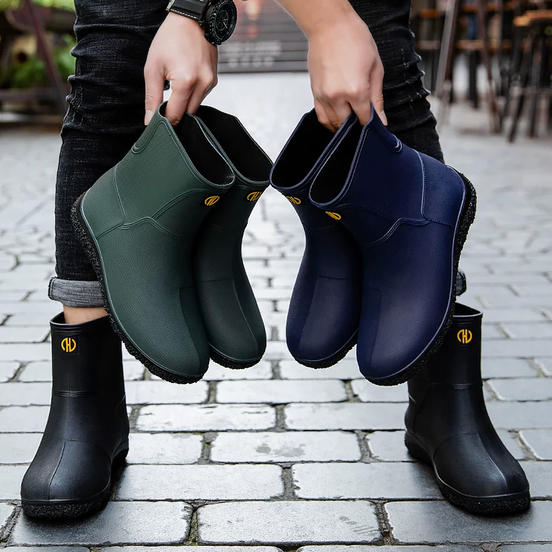 Европейский и американский модный мужской дождевик в середине дождливой обуви анти-сколький обувь короткие пуховики обувь для кухни мытья машины и рыбалки