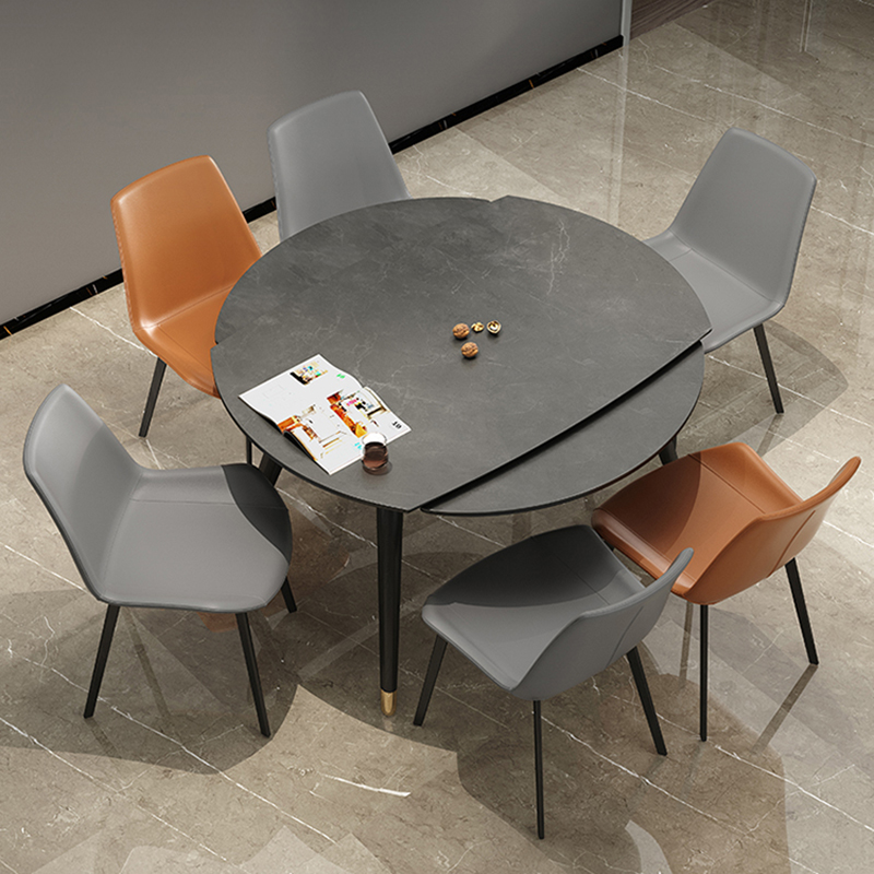 Imported ash wood folding retractable rock board dining table modern minimalist small apartment dining table and chair combination variable round table