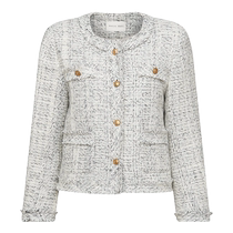 (Self-operated) Petit Bari French woven wool womens small fragrance down jacket short slimming top