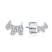 (Self-operated) AGATHA French puppy earrings womens jewelry gift 925 silver with diamonds