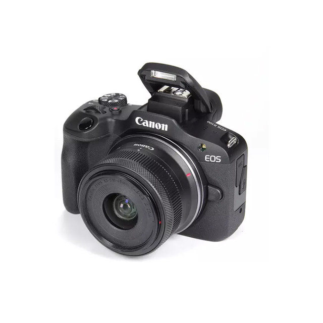 ຊຸດກ້ອງຖ່າຍຮູບດິຈິຕອນ Canon/CanonEOSR100 mirrorless ພ້ອມເລນ RF-S18-45mm ສີດໍາ