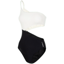 (Self-operated) Speedo womens one-shoulder one-piece swimsuit ins style contrasting color swimsuit 8-130843899