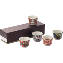 (Self-operated) Japanese Kutani-yaki tea cups handmade Japanese period painting style ceramic tea cups 5 gift box set