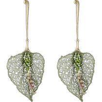 (Self-operated) she’s Qianzi craft crystal hand-woven leaf earrings light luxury earrings 925 silver needle decoration