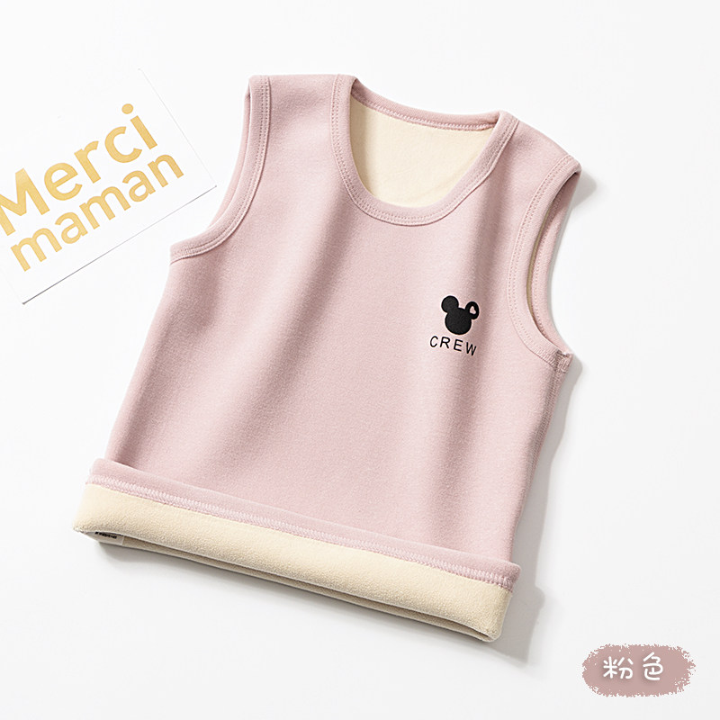 Children's fleece thickened vest girls winter new warm inner wear vest boy sleeveless bottoming outer wear vest