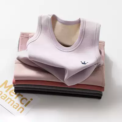 Children's warm vest girls plus velvet warm vest baby wearing thick bottoming boy vest autumn winter vest