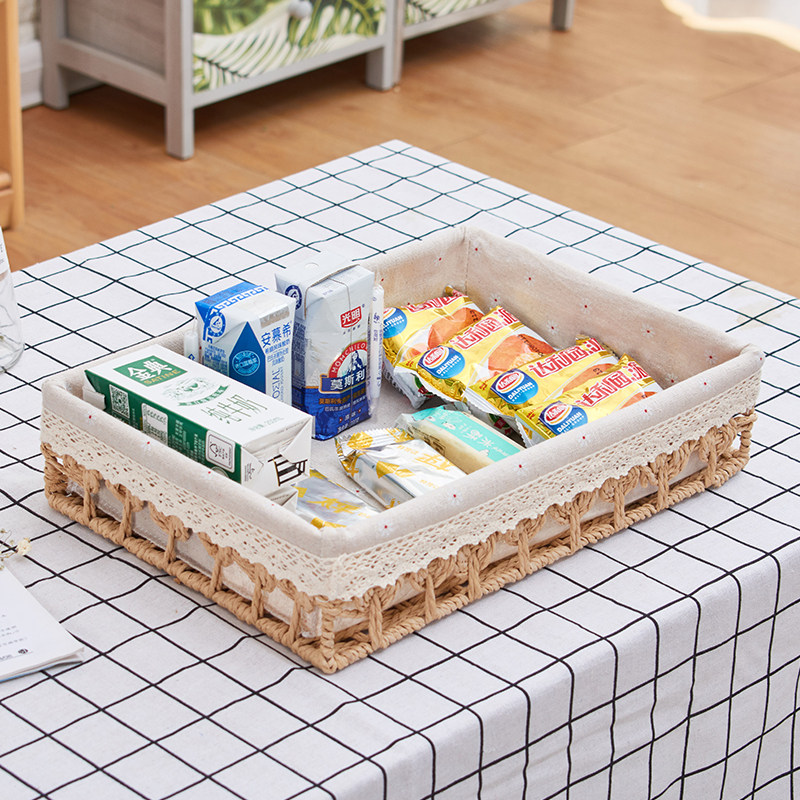 Rattan chic containing basket snacks containing box key cosmetic cloth art storage basket Miscellaneous Containing box Desktop containing basket