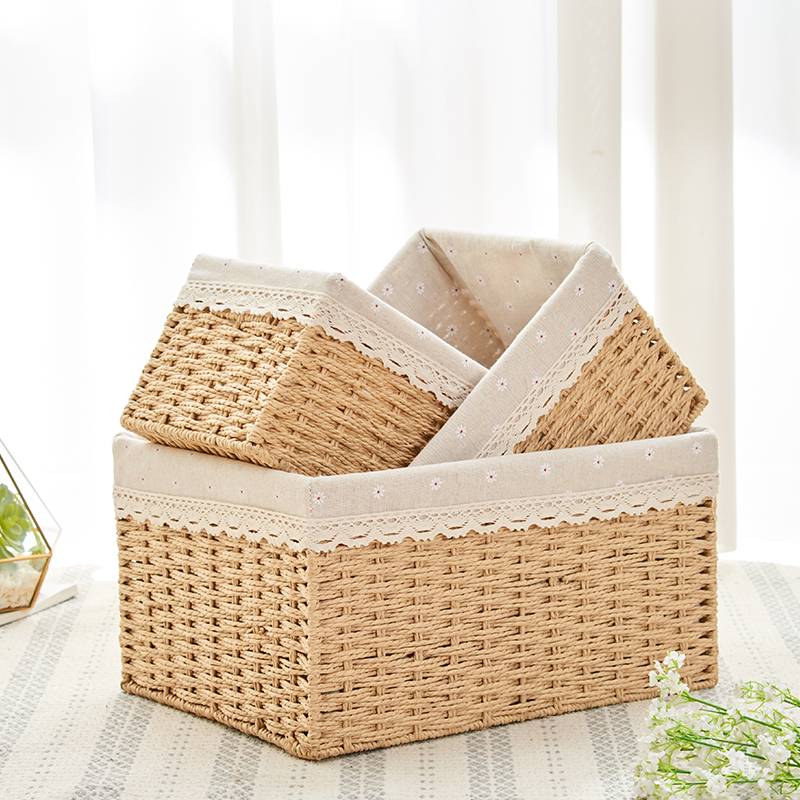 Straw storage basket dirty clothes basket toys snacks sundries storage box bedroom storage basket storage storage box woven frame