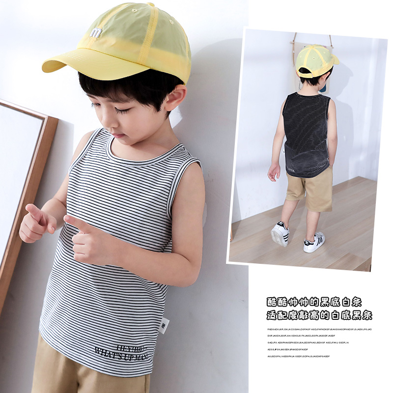 Boys vest 2020 mùa hè sọc đầu bé không tay bé t-shirt thời trang mùa hè triều trẻ em mới.