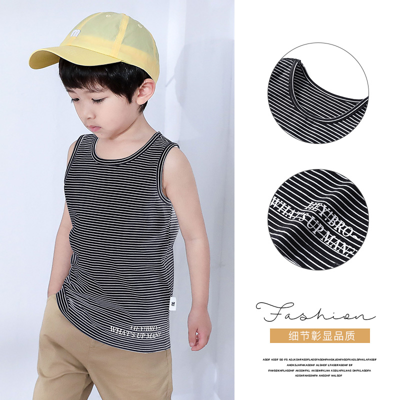 Boys vest 2020 mùa hè sọc đầu bé không tay bé t-shirt thời trang mùa hè triều trẻ em mới.