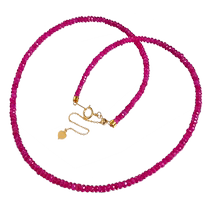 Ruohua Jewelry Colorful Dress = Natural Burnt Ruby Necklace for Women 18K Gold Colorful Beads Clavicle Chain Gift Customization