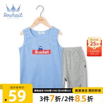 Shuiboy boy fashionable two-piece vest set summer dress big childrens vest shorts set