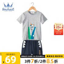 Baby fashion cute print set summer boys short-sleeved shorts two-piece set