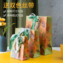 Birthday gift bag creative Van Gogh Sunflower gift box gift bag Teachers Day portable high-end packaging paper bag large