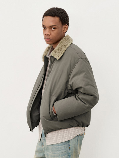 Мужская зимняя ветрозащитная рабочая куртка 714street в американском ретро-стиле (с воротником-стойкой/петличкой), утепленная, хлопковая, 2025 год