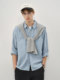 714Street Loose Pure Cotton Couple Long-Sleeved Blue Plaid Shirt for Men and Women 2026 Spring Miu Style Outfit Shirt