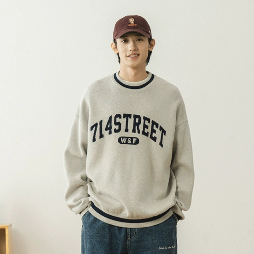 714street, парная одежда для влюбленных, свитер, ретро трикотажная японская толстовка, оверсайз