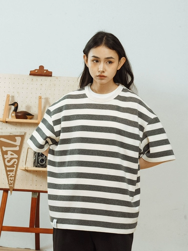 714street Летняя футболка с коротким рукавом, японская ретро футболка polo, оверсайз