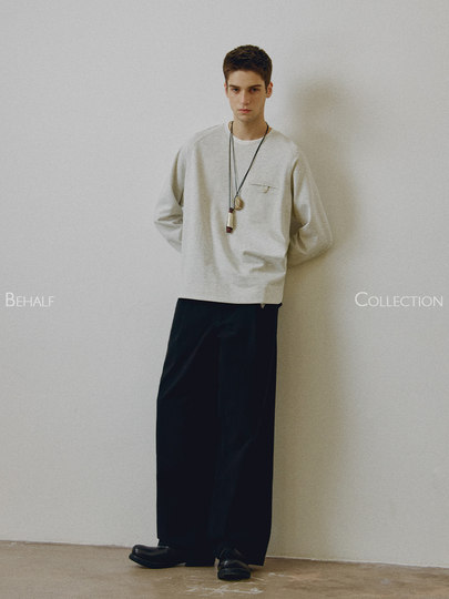 714street高端线 BEHALF 混纺锦棉波纹领贝壳扣 弧形下摆口袋长袖