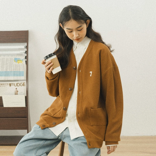 714street Свитер, кардиган, осенняя однотонная трикотажная парная одежда для влюбленных