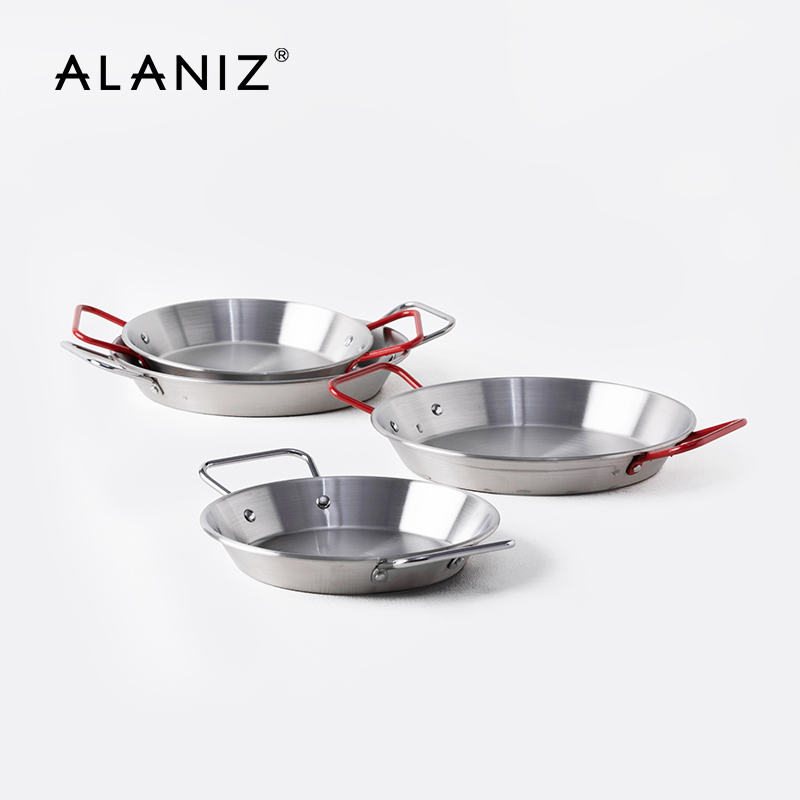 Alaniz Stainless Steel Spanish Paella Pan Thickened Frying Pan Chicken Pan Crayfish Double-Ear Frying Pan