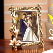 Enamel color photo frame table 7 inch creative European home decoration ornaments Wedding photos Parent-child photos vertical photo frame