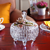 Enamel color candy jar with lid Creative glass sealed sugar jar Storage jar ornaments Household snack nut jar