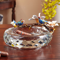 Enamel color crystal ashtray cigar luxury large glass fashion ornaments Modern living room household ashtray decoration