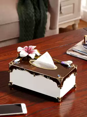 Creative enamel color photocopying tissue box Living room desktop coffee table decoration home decoration toilet paper box Exquisite light luxury removable toilet paper box